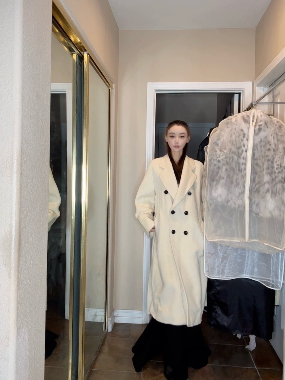 NWOT Riz Collection Runway Alpaca Suri Long Double Breasted Coat Belted 10